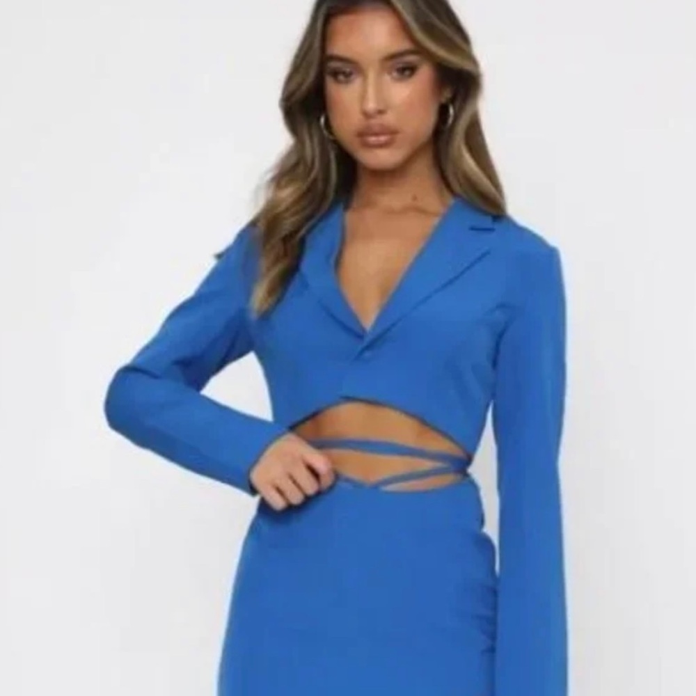 White Fox Boutique Creative Direction Cropped Blazer Electric Blue